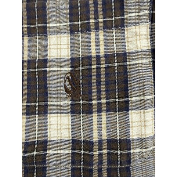 Nautica Shirt Mens Medium Brown Blue Plaid Button Down Long Sleeve Cotton Casual - Picture 5 of 14